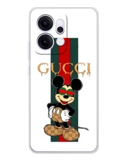 Чехол для OPPO Reno14 Pro с картинкой «Микки Маус Gucci — полосы» Чехол для OPPO Reno14 Pro с картинкой «Микки Маус Gucci — полосы»