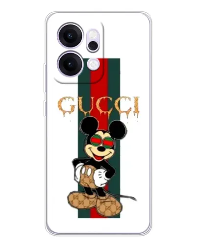 Чехол для OPPO Reno14 Pro с картинкой «Микки Маус Gucci — полосы»