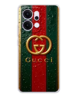 Чехол для OPPO Reno14 Pro с картинкой «Gucci — фирменная полоса и золото» Чехол для OPPO Reno14 Pro с картинкой «Gucci — фирменная полоса и золото»