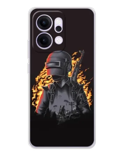 Чехол для OPPO Reno14 Pro с картинкой «PUBG — огненный силуэт»
