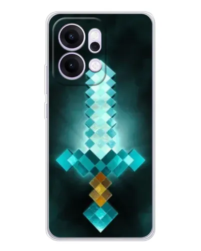Чехол для OPPO Reno14 Pro с картинкой «Алмазный меч неон»