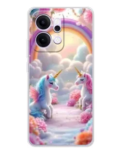 Чехол для OPPO Reno14 Pro с картинкой «Радуга и единороги» Чехол для OPPO Reno14 Pro с картинкой «Радуга и единороги»