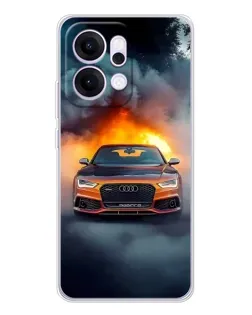 Чехол для OPPO Reno14 Pro с картинкой «Audi в огненном дыму»