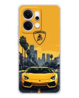 Чехол для OPPO Reno14 Pro с картинкой «Желтый Lamborghini город»