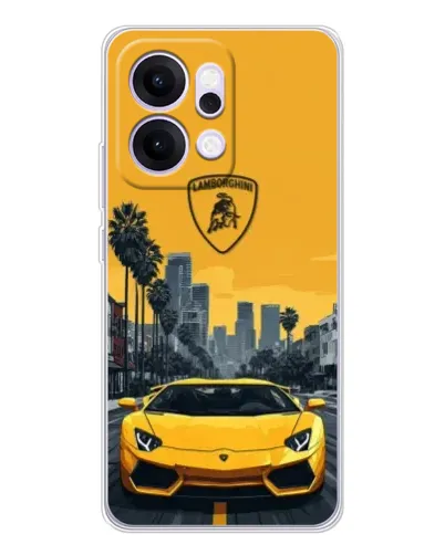 Чехол для OPPO Reno14 Pro с картинкой «Желтый Lamborghini город»