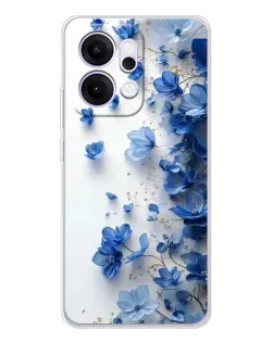 Чехол для OPPO Reno14 Pro с картинкой «Голубой цветочный каскад»