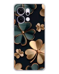 Чехол для OPPO Reno14 Pro с картинкой «Клевер в золоте»