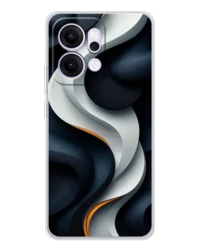 Чехол для OPPO Reno14 Pro с картинкой «Объемные черно-белые ленты» Чехол для OPPO Reno14 Pro с картинкой «Объемные черно-белые ленты»