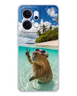 Чехол для OPPO Reno14 Pro с картинкой «Капибара на море»
