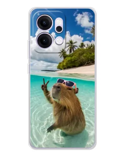 Чехол для OPPO Reno14 Pro с картинкой «Капибара на море» Чехол для OPPO Reno14 Pro с картинкой «Капибара на море»