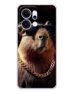 Чехол для OPPO Reno14 Pro с картинкой «Капибара золотая цепь»