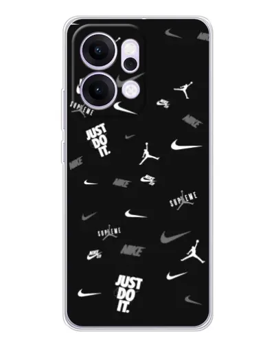 Чехол для OPPO Reno14 с картинкой «Nike Black Pattern» Чехол для OPPO Reno14 с картинкой «Nike Black Pattern»