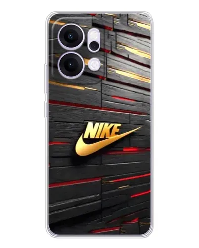 Чехол для OPPO Reno14 с картинкой «Золотой Nike на металле»
