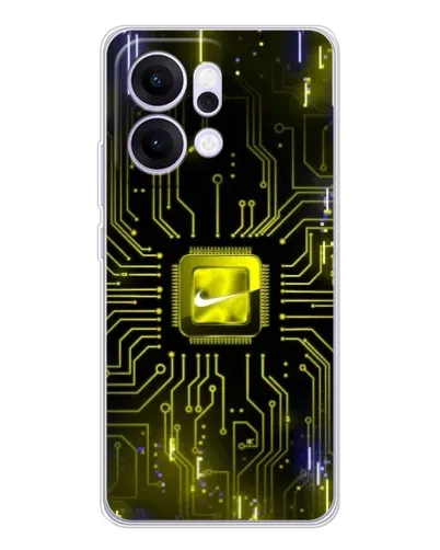 Чехол для OPPO Reno14 с картинкой «Nike — золотая искра»