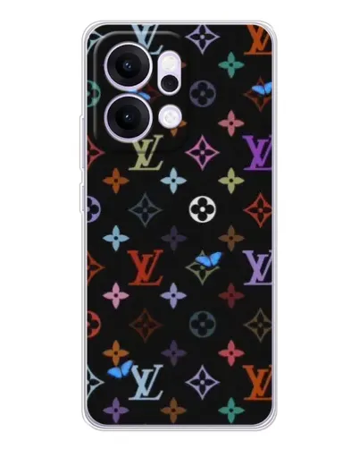 Чехол для OPPO Reno14 с картинкой «Цветная монограмма LV»