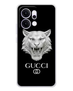 Чехол для OPPO Reno14 с картинкой «Gucci — серебряный лев»