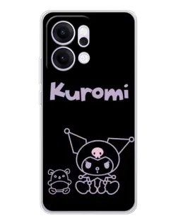 Чехол для OPPO Reno14 с картинкой «Kuromi — черный минимализм»