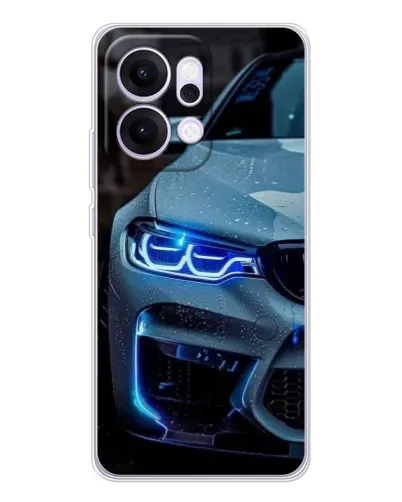 Чехол для OPPO Reno14 с картинкой «Взгляд BMW с синими фарами»