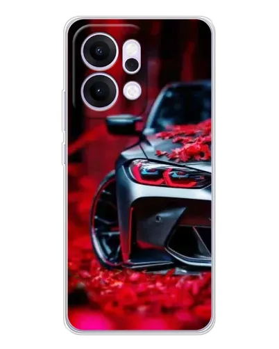 Чехол для OPPO Reno14 с картинкой «Спортивная BMW и цветы»