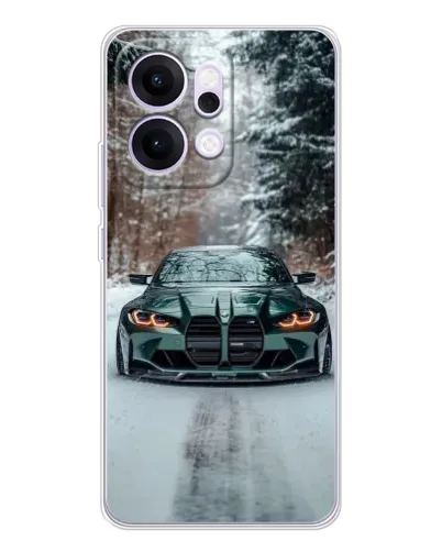 Чехол для OPPO Reno14 с картинкой «BMW в зимнем лесу»