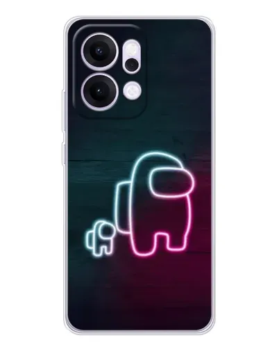 Чехол для OPPO Reno14 с картинкой «Among Us неон-арт»