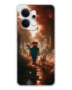 Чехол для OPPO Reno14 с картинкой «Стив в лесу»