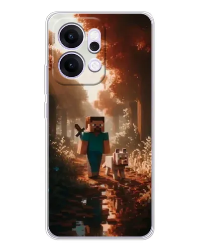 Чехол для OPPO Reno14 с картинкой «Стив в лесу»