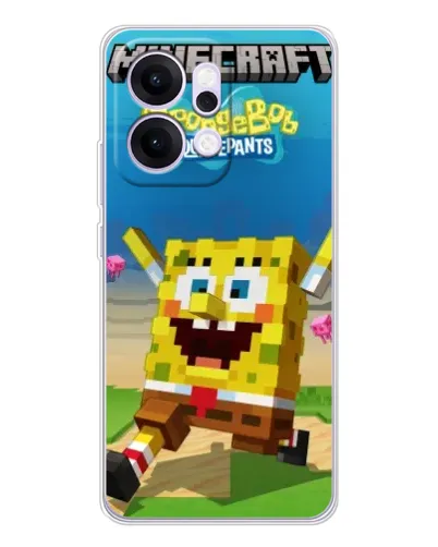 Чехол для OPPO Reno14 с картинкой «Губка Боб Minecraft» Чехол для OPPO Reno14 с картинкой «Губка Боб Minecraft»