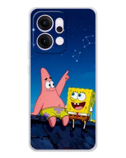 Чехол для OPPO Reno14 с картинкой «Губка Боб и Патрик ночью»