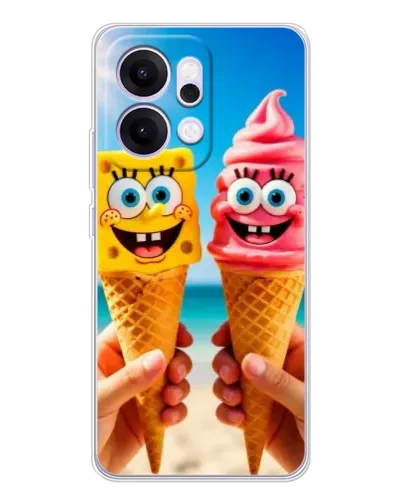 Чехол для OPPO Reno14 с картинкой «Спанч Боб мороженое»