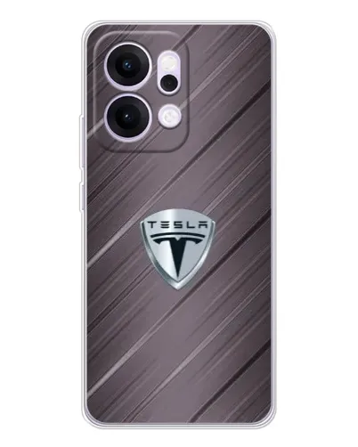 Чехол для OPPO Reno14 с картинкой «Металлическая текстура Tesla»