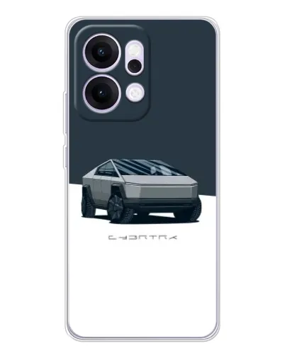 Чехол для OPPO Reno14 с картинкой «Серебристый Cybertruck Tesla»