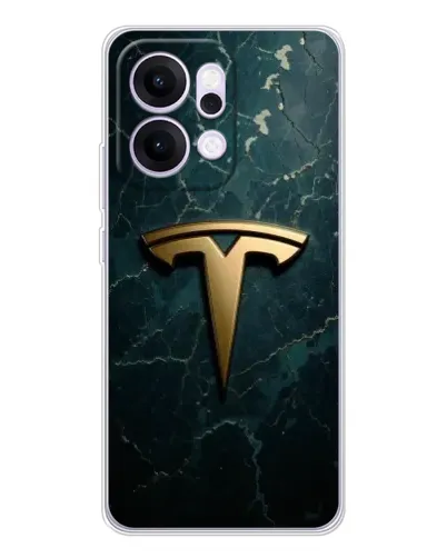 Чехол для OPPO Reno14 с картинкой «Мраморная Tesla Gold»