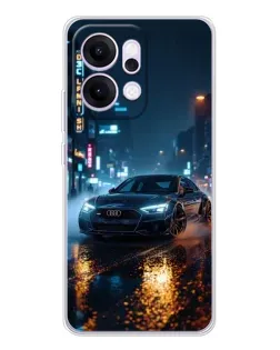 Чехол для OPPO Reno14 с картинкой «Ночной город и Audi»