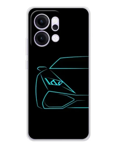 Чехол для OPPO Reno14 с картинкой «Голубой силуэт Lamborghini»