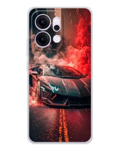 Чехол для OPPO Reno14 с картинкой «Lamborghini красный дым»