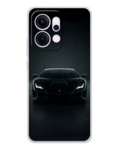 Чехол для OPPO Reno14 с картинкой «Черный Lamborghini Aventador»