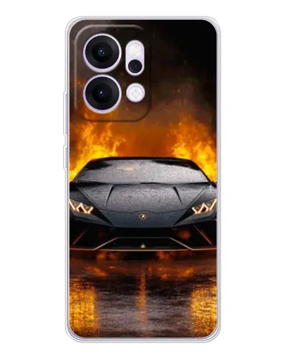 Чехол для OPPO Reno14 с картинкой «Lamborghini в огне»