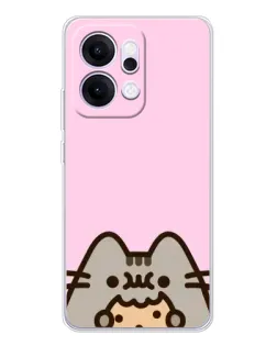 Чехол для OPPO Reno14 с картинкой «Pusheen и печенье»