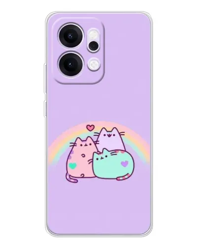 Чехол для OPPO Reno14 с картинкой «Радужные Пушины»