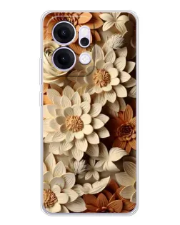 Чехол для OPPO Reno14 с картинкой «Бежевый флористический декор» Чехол для OPPO Reno14 с картинкой «Бежевый флористический декор»