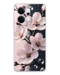 Чехол для OPPO Reno14 с картинкой «Нежная сакура и капли» Чехол для OPPO Reno14 с картинкой «Нежная сакура и капли»