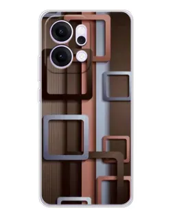 Чехол для OPPO Reno14 с картинкой «Коричневые объемные квадраты» Чехол для OPPO Reno14 с картинкой «Коричневые объемные квадраты»