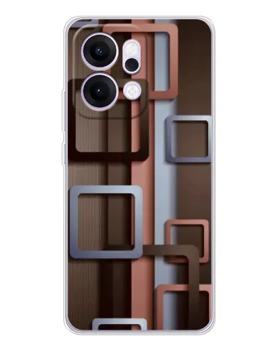 Чехол для OPPO Reno14 с картинкой «Коричневые объемные квадраты»