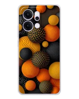 Чехол для OPPO Reno14 с картинкой «Объемные оранжевые сферы»