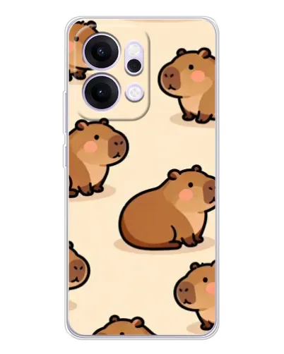 Чехол для OPPO Reno14 с картинкой «Паттерн милых капибар»