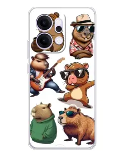 Чехол для OPPO Reno14 с картинкой «Крутые капибары музыканты» Чехол для OPPO Reno14 с картинкой «Крутые капибары музыканты»