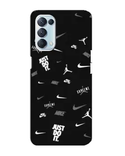 Чехол для OPPO Reno5 4G с картинкой «Nike Black Pattern» Чехол для OPPO Reno5 4G с картинкой «Nike Black Pattern»