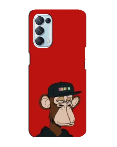 Чехол для OPPO Reno5 4G с картинкой «Bored Ape — красный фон»