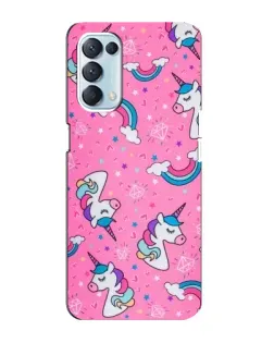 Чехол для OPPO Reno5 4G с картинкой «Unicorn паттерн розовый»